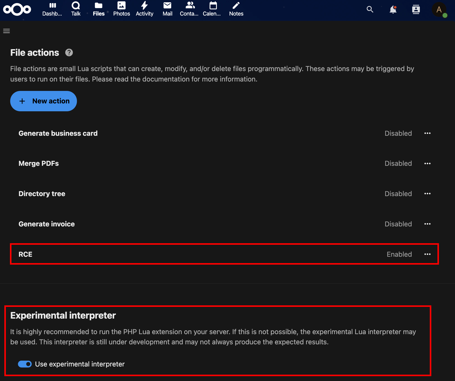 Enable exp interpreter